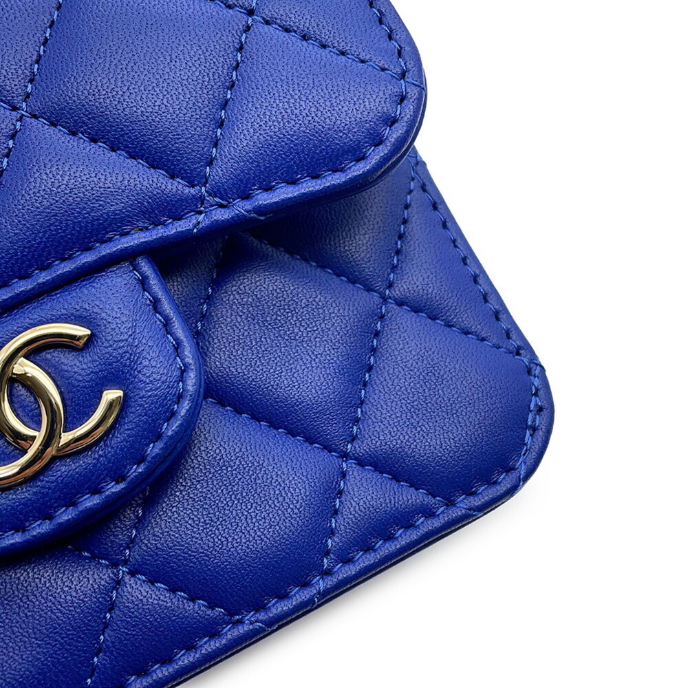 CHANEL Authentic Blue Lambskin Leather Logo Wallet - Picture 7 of 16